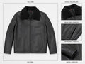 Black Leather Shearling Collar Jacket