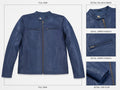 Navy Blue Leather Jacket