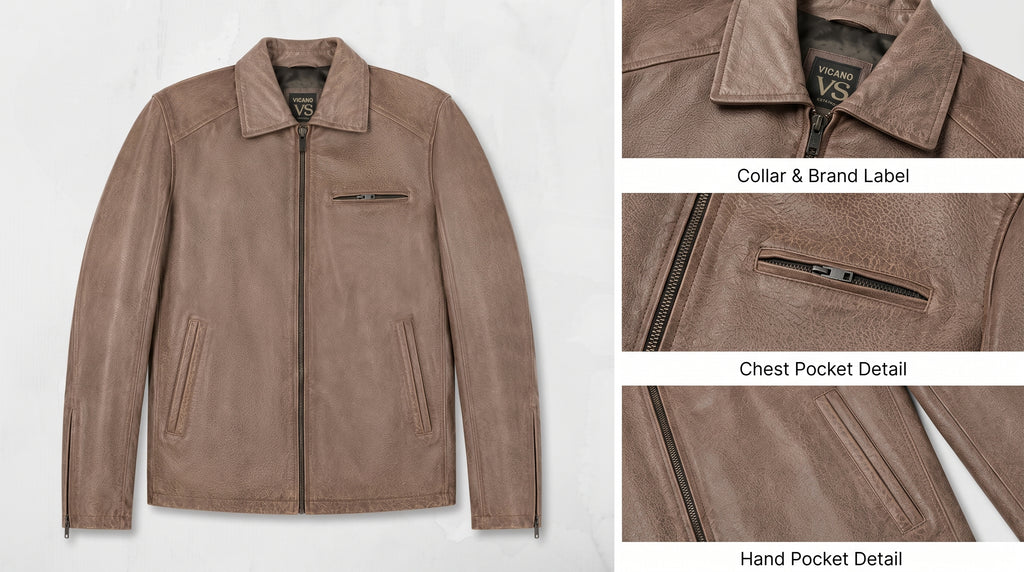 Tan Distressed Leather Jacket (Ladies)
