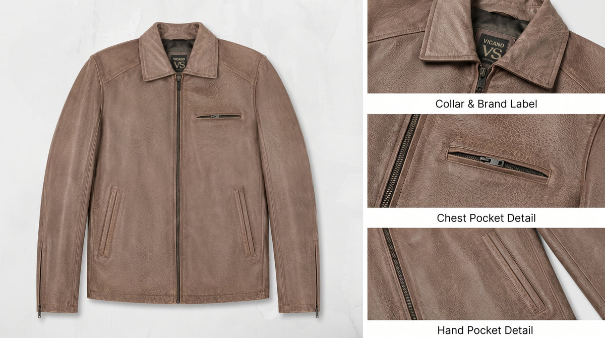 Tan Distressed Leather Jacket