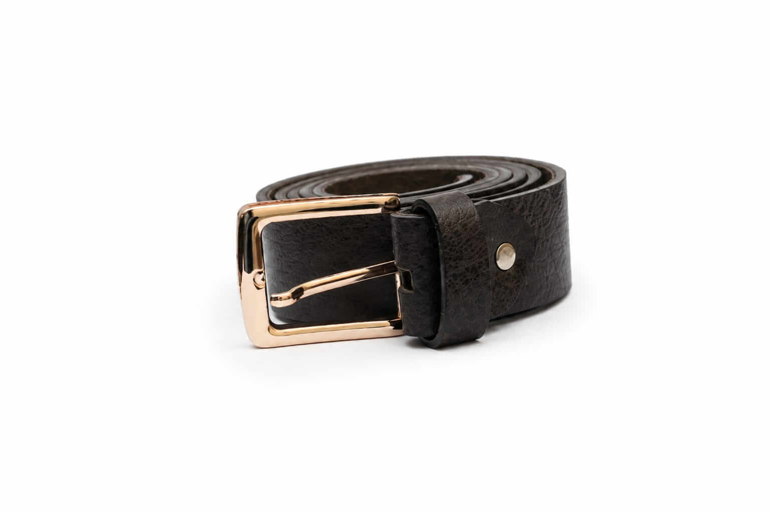 Aurenza London Black Leather Belt – Polished Gold GB-BL-04