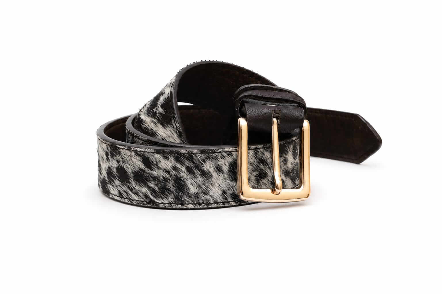 Aurenza London Hair-On Cowhide Leather Belt – Gold-Tone GB-HOH10