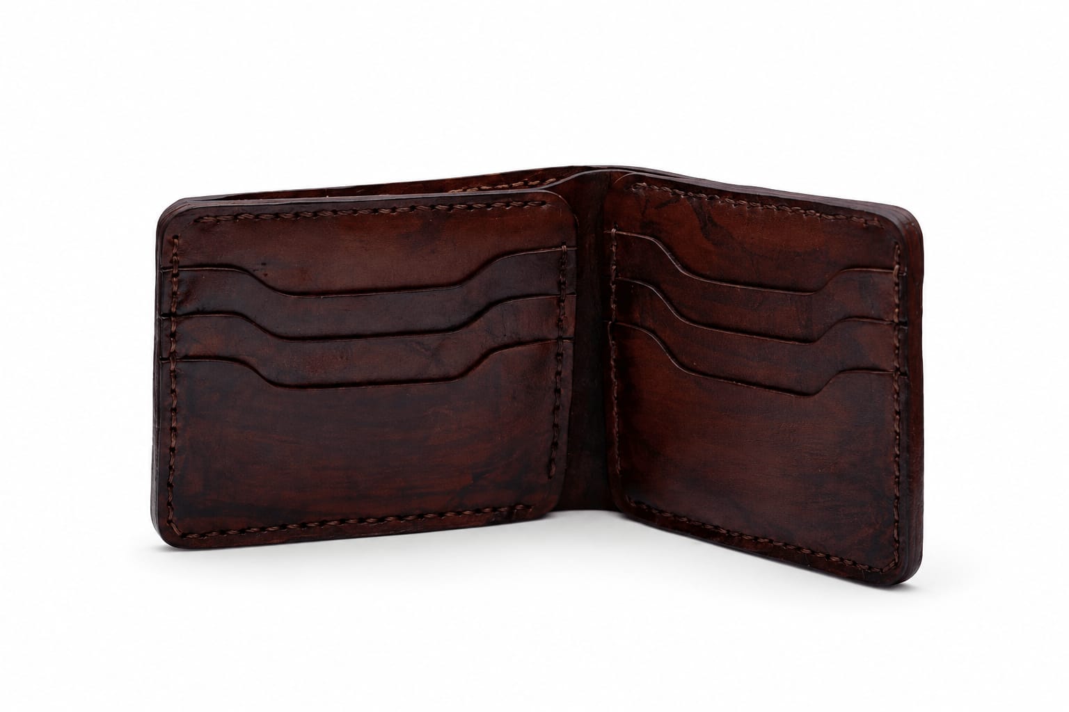 The Legacy Bifold Wallet – Hand-Stitched Vegetable Tanned Leather Burgundy