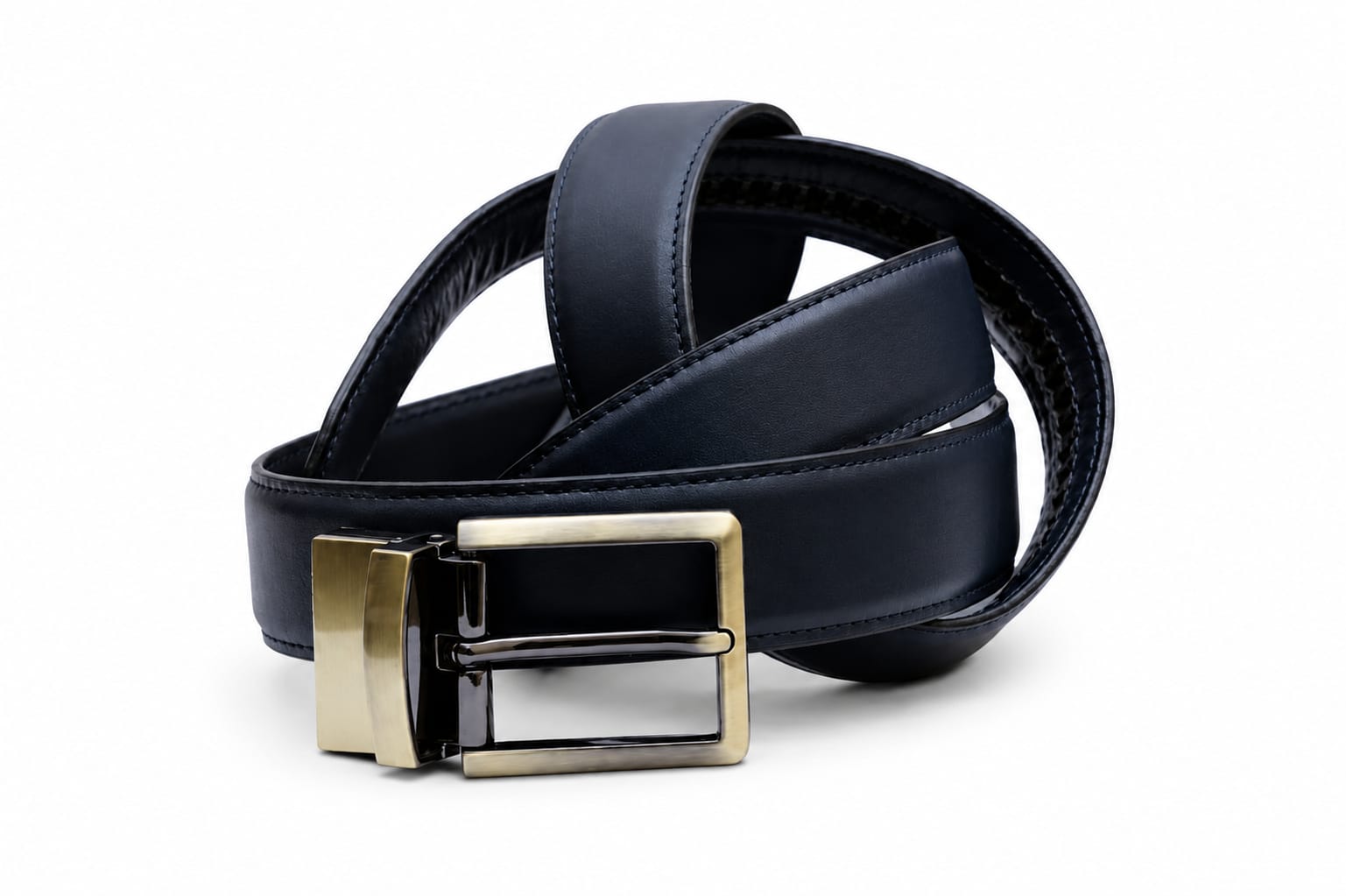 Aurenza London Black Leather Belt – Gold-Tone GB-BK06