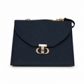 Black Envelope Clutch Bag with Gold Chain Strap