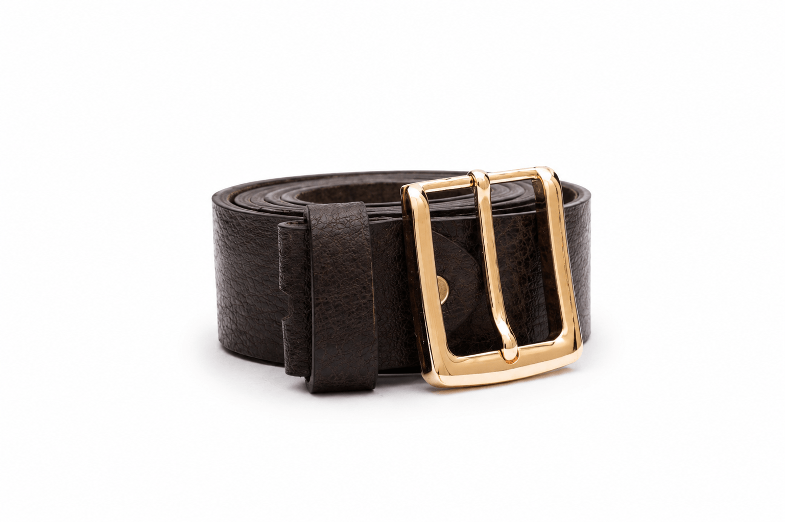 Aurenza London Black Leather Belt – Polished Gold GB-BL-04