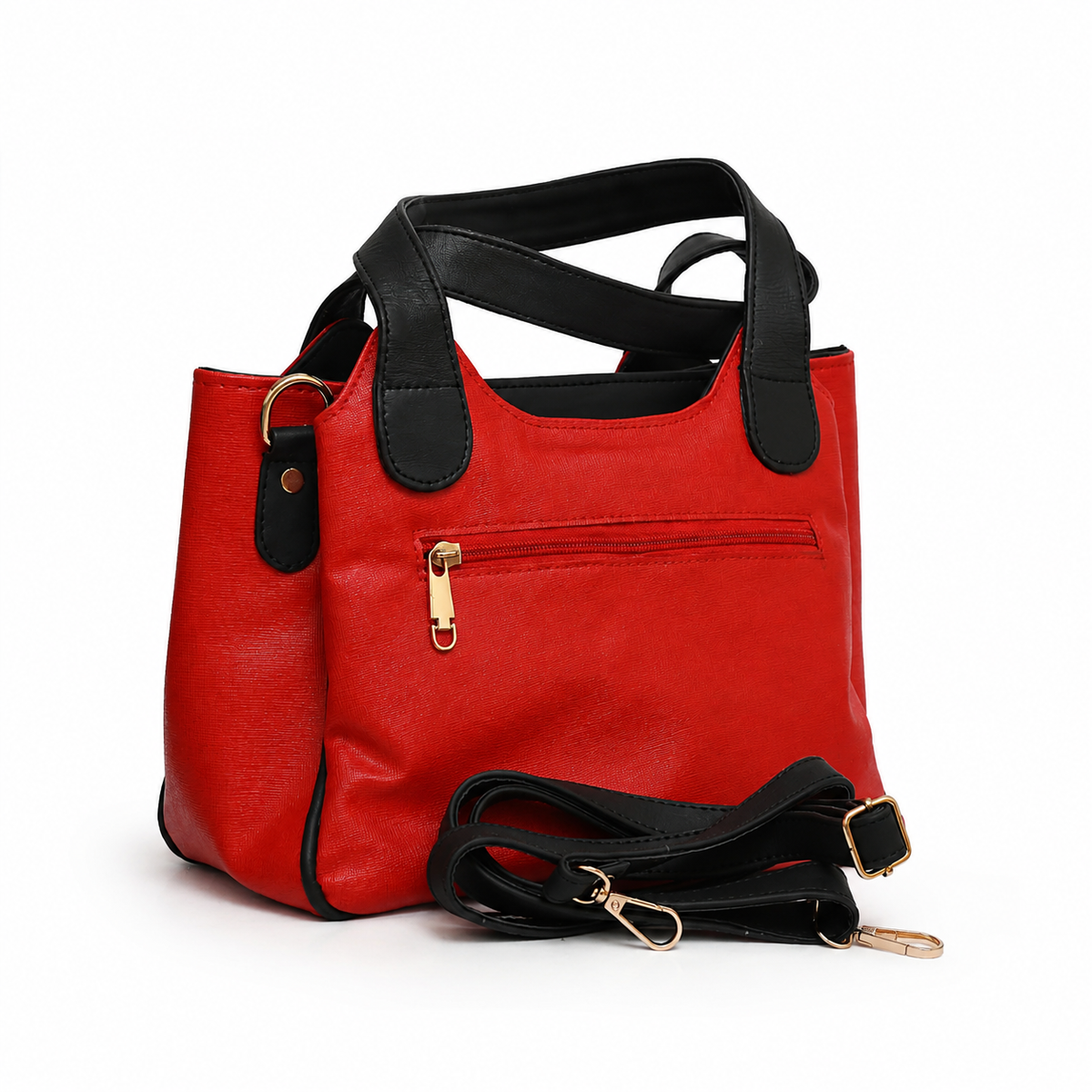 Red & Black Genuine Leather Handbag